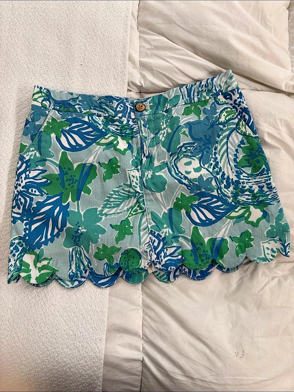 Lilly Pulitzer Floral Scalloped Skort in Green & Blue